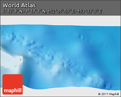 Physical 3D Map of the Area around 6° 59' 36" N, 153° 4' 29" E