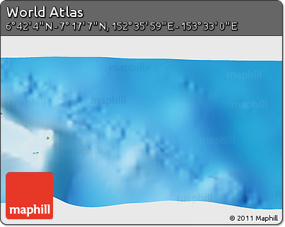 Physical 3D Map of the Area around 6° 59' 36" N, 153° 4' 29" E