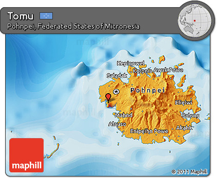 Political 3D Map of Tomu