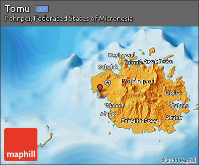 Political 3D Map of Tomu
