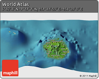 Satellite 3D Map of the Area around 6° 59' 36" N, 158° 10' 30" E