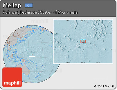 Gray Location Map of Meilap, hill shading