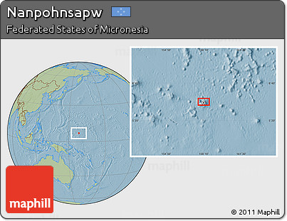 Savanna Style Location Map of Nanpohnsapw, hill shading