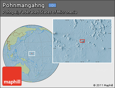 Savanna Style Location Map of Pohnmangahng, hill shading