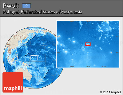 Shaded Relief Location Map of Pwok