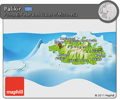 Physical Panoramic Map of Palikir