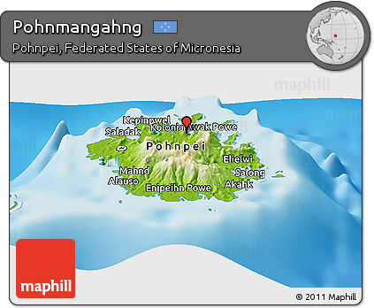 Physical Panoramic Map of Pohnmangahng