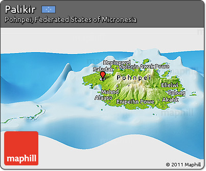 Physical Panoramic Map of Palikir