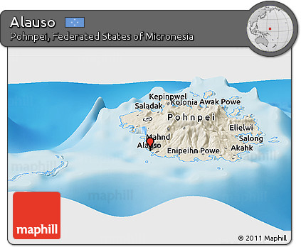 Shaded Relief Panoramic Map of Alauso