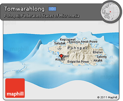 Shaded Relief Panoramic Map of Tomwarahlong