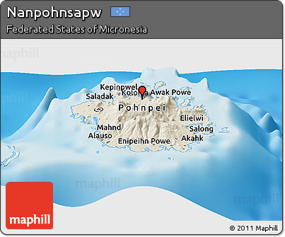 Shaded Relief Panoramic Map of Nanpohnsapw