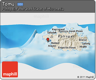 Shaded Relief Panoramic Map of Tomu
