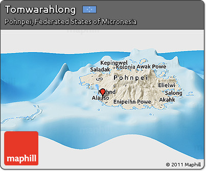 Shaded Relief Panoramic Map of Tomwarahlong