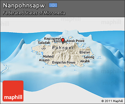 Shaded Relief Panoramic Map of Nanpohnsapw