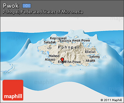 Shaded Relief Panoramic Map of Pwok