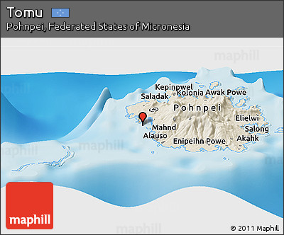 Shaded Relief Panoramic Map of Tomu