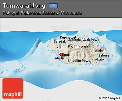 Shaded Relief Panoramic Map of Tomwarahlong