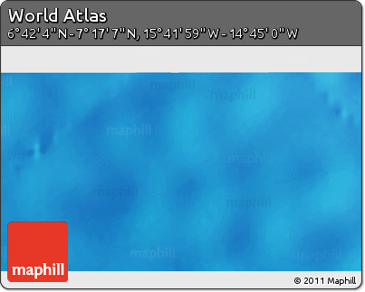 Shaded Relief 3D Map of the Area around 6° 59' 36" N, 15° 13' 29" W