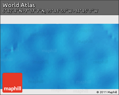 Shaded Relief 3D Map of the Area around 6° 59' 36" N, 15° 13' 29" W