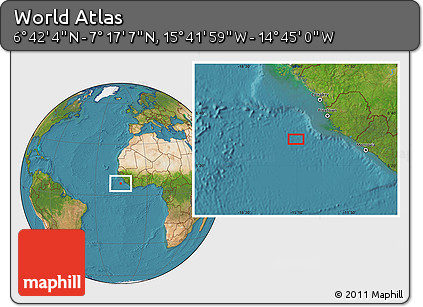 Satellite Location Map of the Area around 6° 59' 36" N, 15° 13' 29" W
