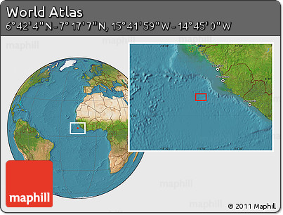 Satellite Location Map of the Area around 6° 59' 36" N, 15° 13' 29" W
