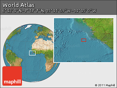 Satellite Location Map of the Area around 6° 59' 36" N, 15° 13' 29" W