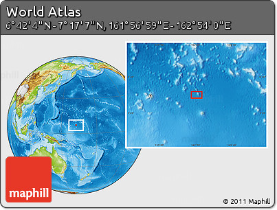 Physical Location Map of the Area around 6° 59' 36" N, 162° 25' 30" E