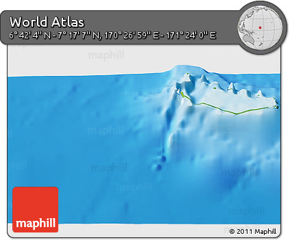 Physical 3D Map of the Area around 6° 59' 36" N, 170° 55' 30" E