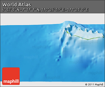 Physical 3D Map of the Area around 6° 59' 36" N, 170° 55' 30" E