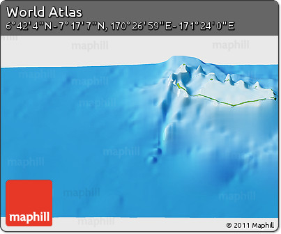 Physical 3D Map of the Area around 6° 59' 36" N, 170° 55' 30" E