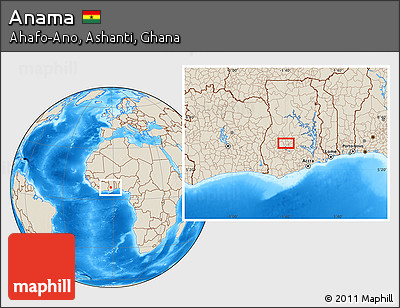 Shaded Relief Location Map of Anama