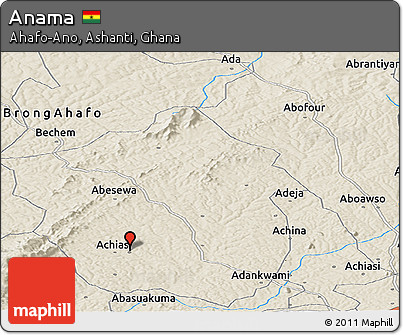 Shaded Relief Panoramic Map of Anama