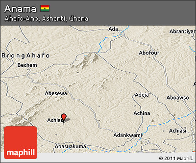 Shaded Relief Panoramic Map of Anama