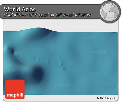 Satellite 3D Map of the Area around 6° 59' 36" N, 21° 10' 29" W