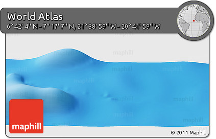 Shaded Relief Panoramic Map of the Area around 6° 59' 36" N, 21° 10' 29" W