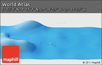 Shaded Relief Panoramic Map of the Area around 6° 59' 36" N, 21° 10' 29" W
