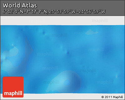 Physical 3D Map of the Area around 6° 59' 36" N, 25° 25' 29" W