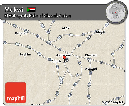 Shaded Relief Map of Mokwi