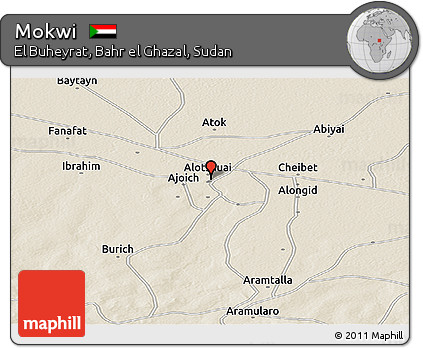 Shaded Relief Panoramic Map of Mokwi