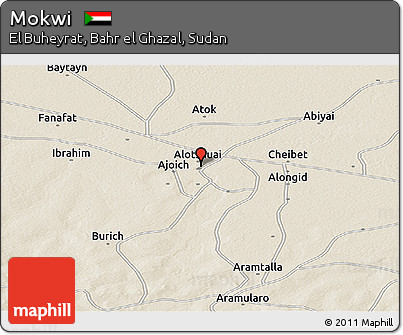 Shaded Relief Panoramic Map of Mokwi