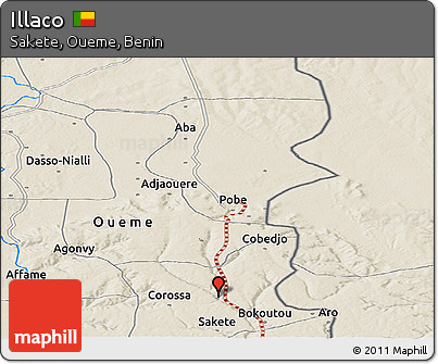 Shaded Relief Panoramic Map of Illaco
