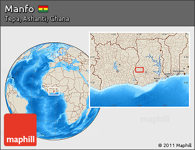 Shaded Relief Location Map of Manfo