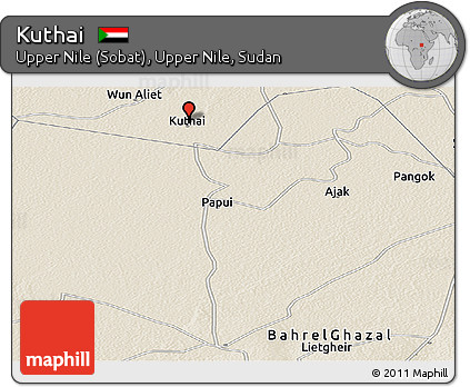 Shaded Relief Panoramic Map of Kuthai