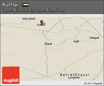 Shaded Relief Panoramic Map of Kuthai