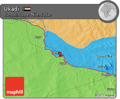 Political 3D Map of Ukadi