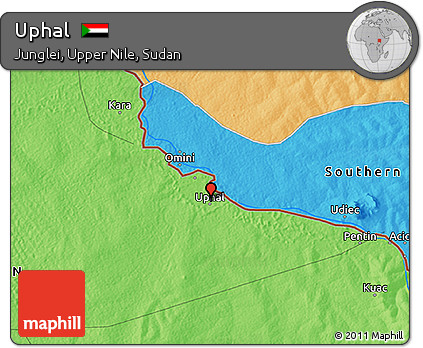 Political 3D Map of Uphal