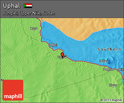 Political 3D Map of Uphal