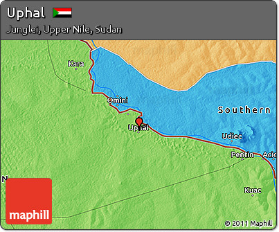 Political 3D Map of Uphal