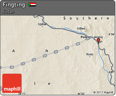 Shaded Relief Map of Fingting
