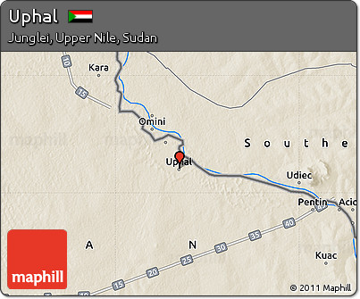 Shaded Relief Map of Uphal